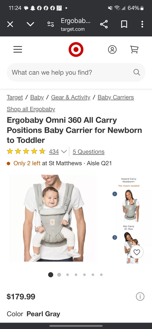 Ergobaby Omni 360 All Carry Positions Baby Carrier for Newborn to Toddler