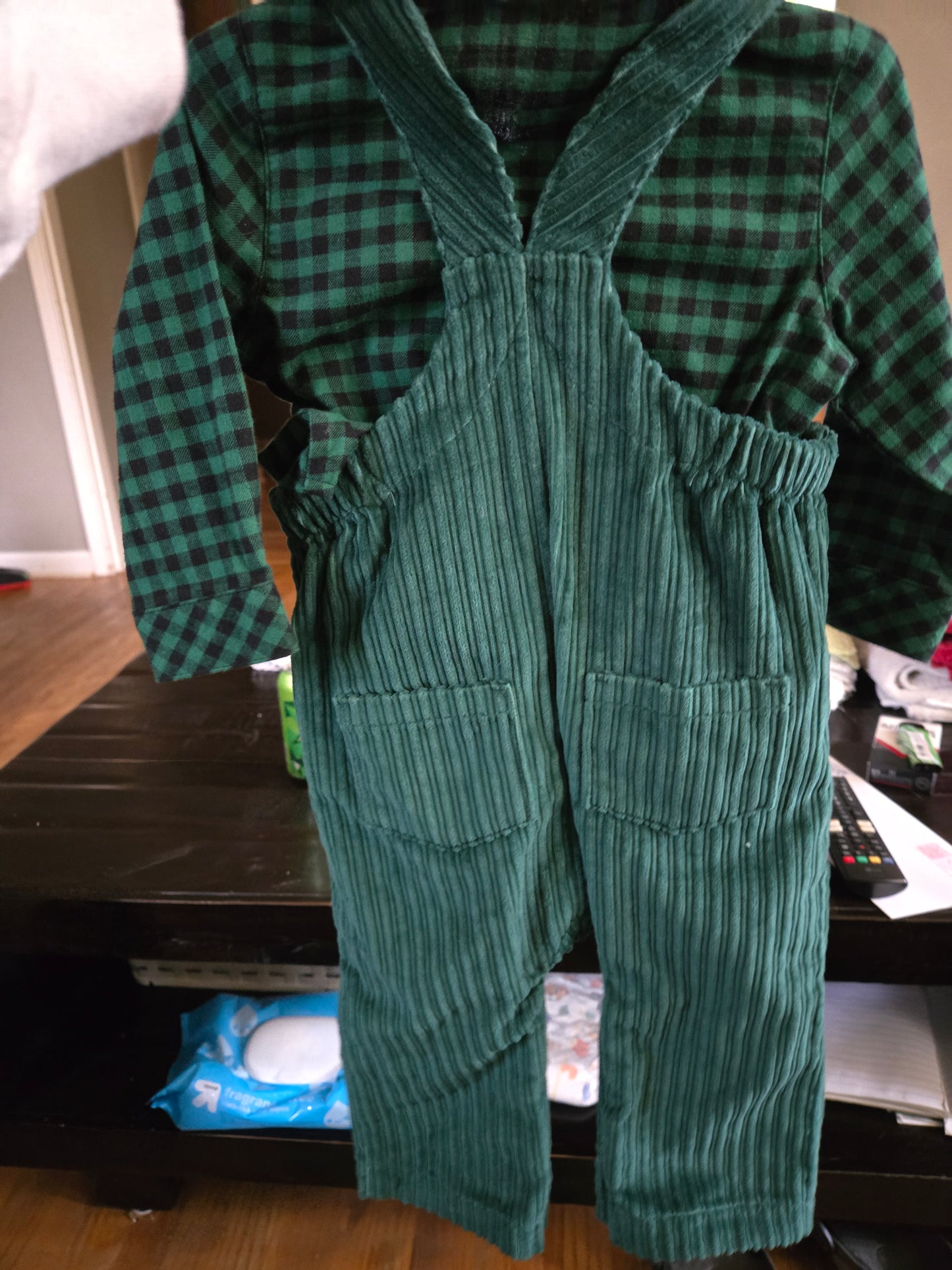 Corduroy, 2 piece overalls set.