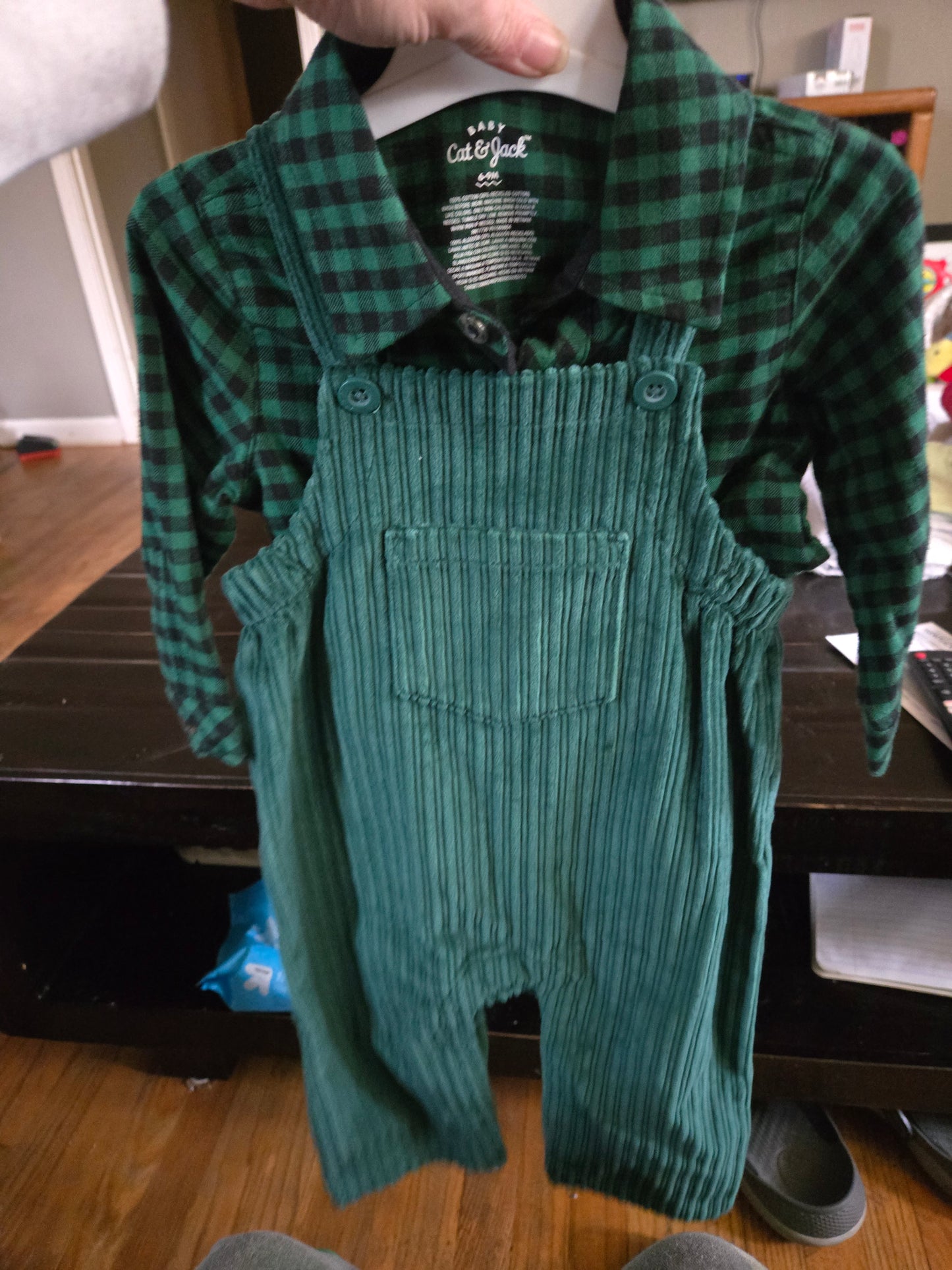 Corduroy, 2 piece overalls set.
